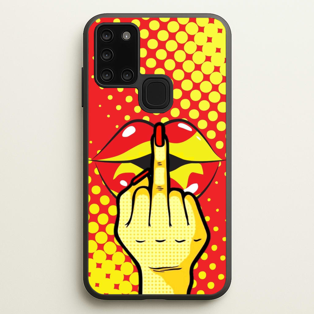 Middle Finger Kiss - Pop Art - Pop Art Phone Case for Galaxy A21s
