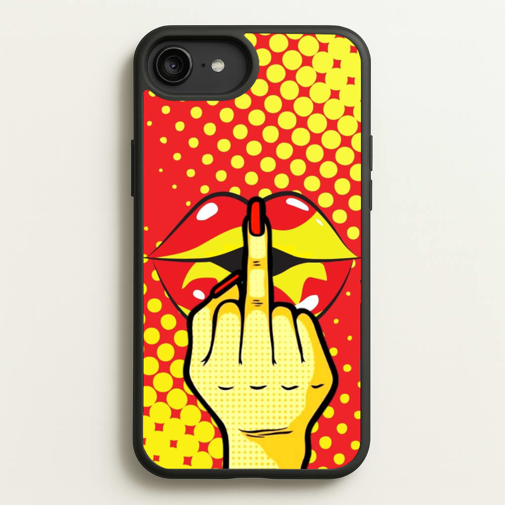 Middle Finger Kiss - Pop Art - Pop Art Phone Case for iPhone 6 Plus / 7 Plus / 8 Plus
