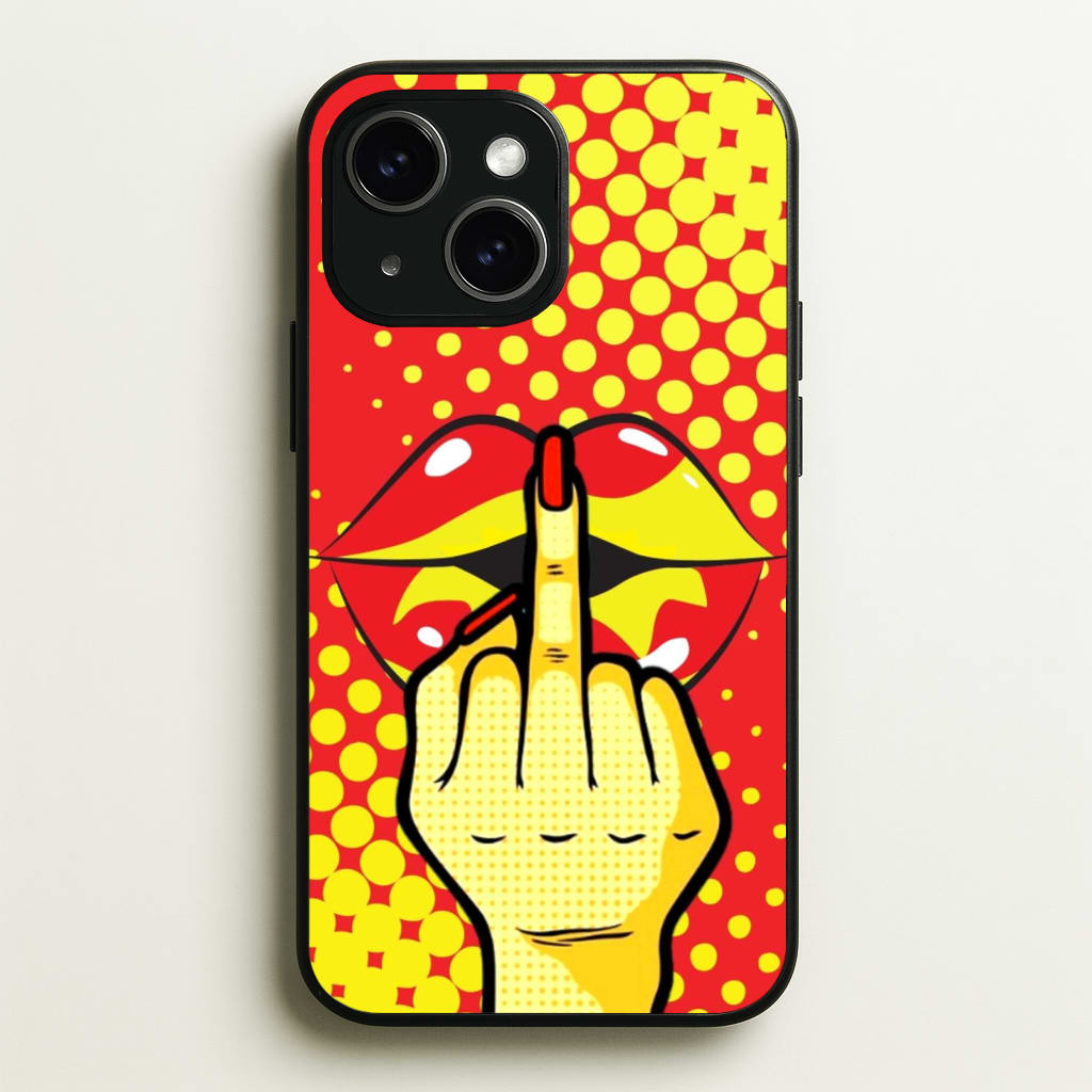 Middle Finger Kiss - Pop Art - Pop Art Phone Case for iPhone 15