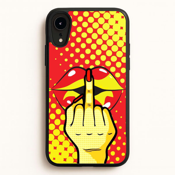 Middle Finger Kiss - Pop Art - Pop Art Phone Case for iPhone XR