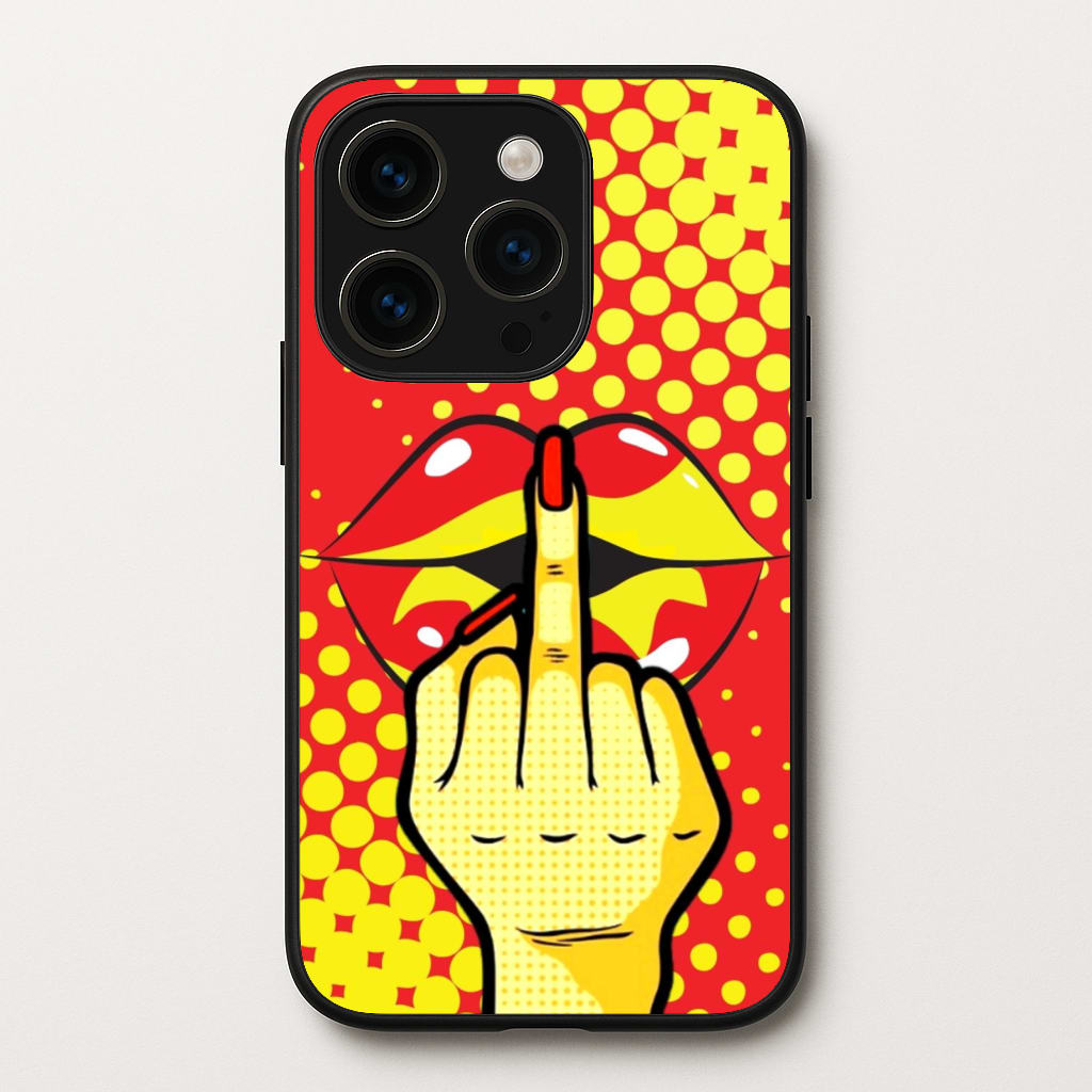 Middle Finger Kiss - Pop Art - Pop Art Phone Case for iPhone 15 Pro