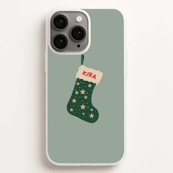 Green Stocking - Personalised Christmas - Christmas Phone Case for iPhone 16 Pro Max