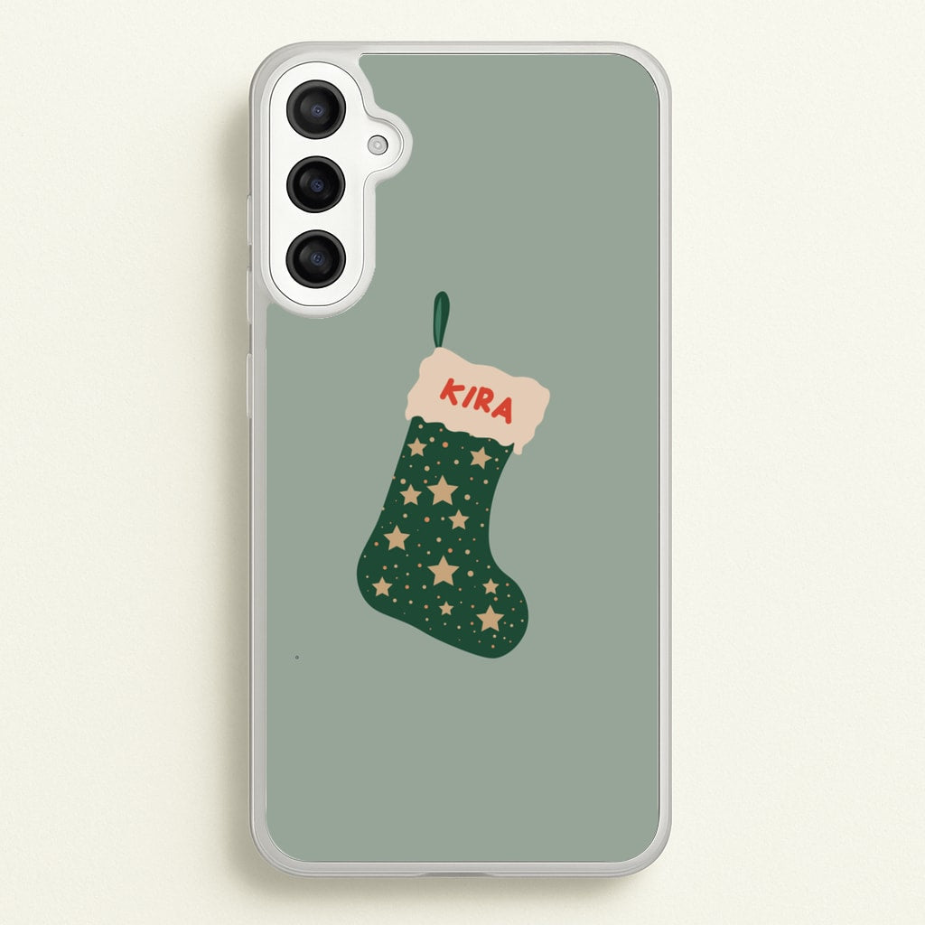 Green Stocking - Personalised Christmas - Christmas Phone Case for Galaxy A34