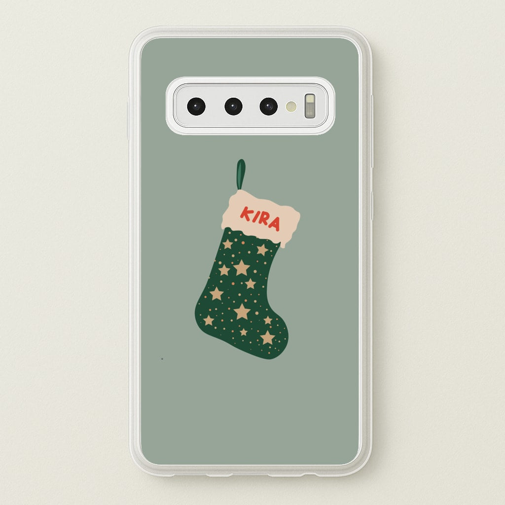 Green Stocking - Personalised Christmas - Christmas Phone Case for Galaxy S10