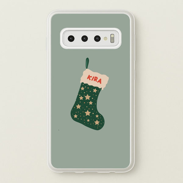 Green Stocking - Personalised Christmas - Christmas Phone Case for Galaxy S10