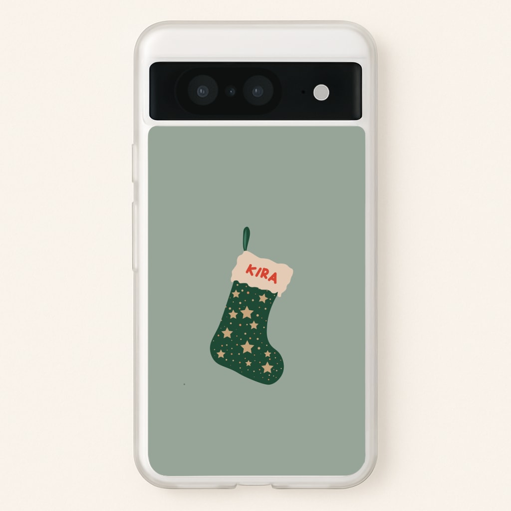 Green Stocking - Personalised Christmas - Christmas Phone Case for Google Pixel 8
