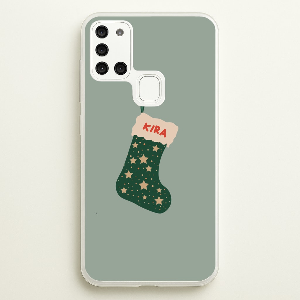 Green Stocking - Personalised Christmas - Christmas Phone Case for Galaxy A21s