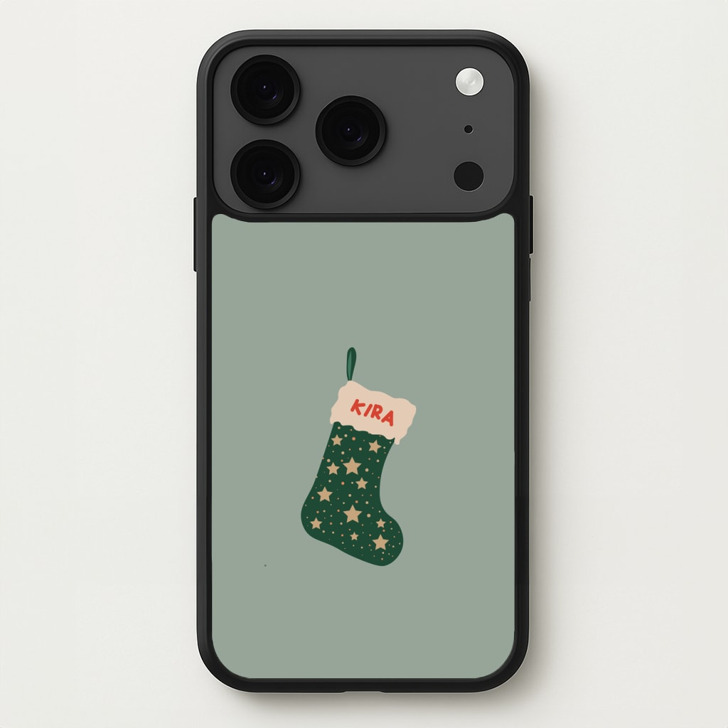 Green Stocking - Personalised Christmas Phone Case for iPhone 17 Pro