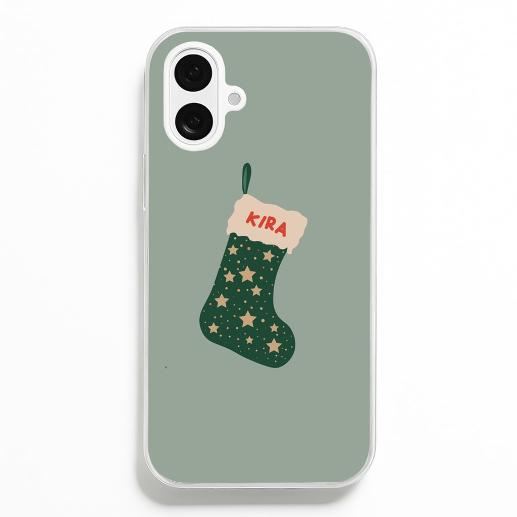 Green Stocking - Personalised Christmas - Christmas Phone Case for iPhone 16 Plus
