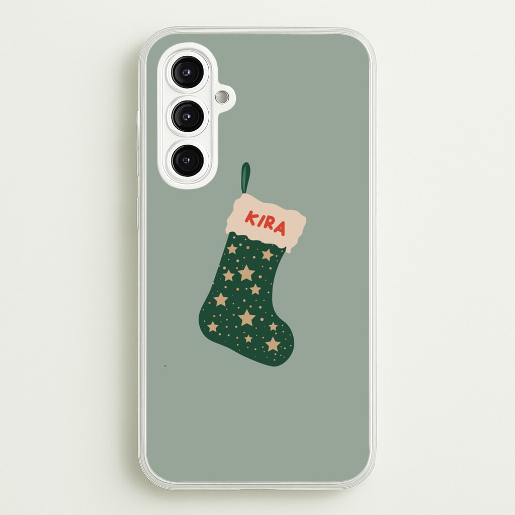 Green Stocking - Personalised Christmas - Christmas Phone Case for Galaxy A16