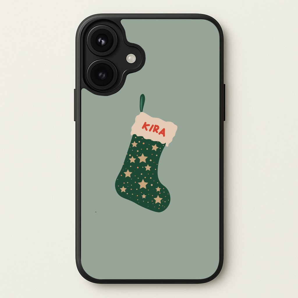 Green Stocking - Personalised Christmas Phone Case for iPhone 17