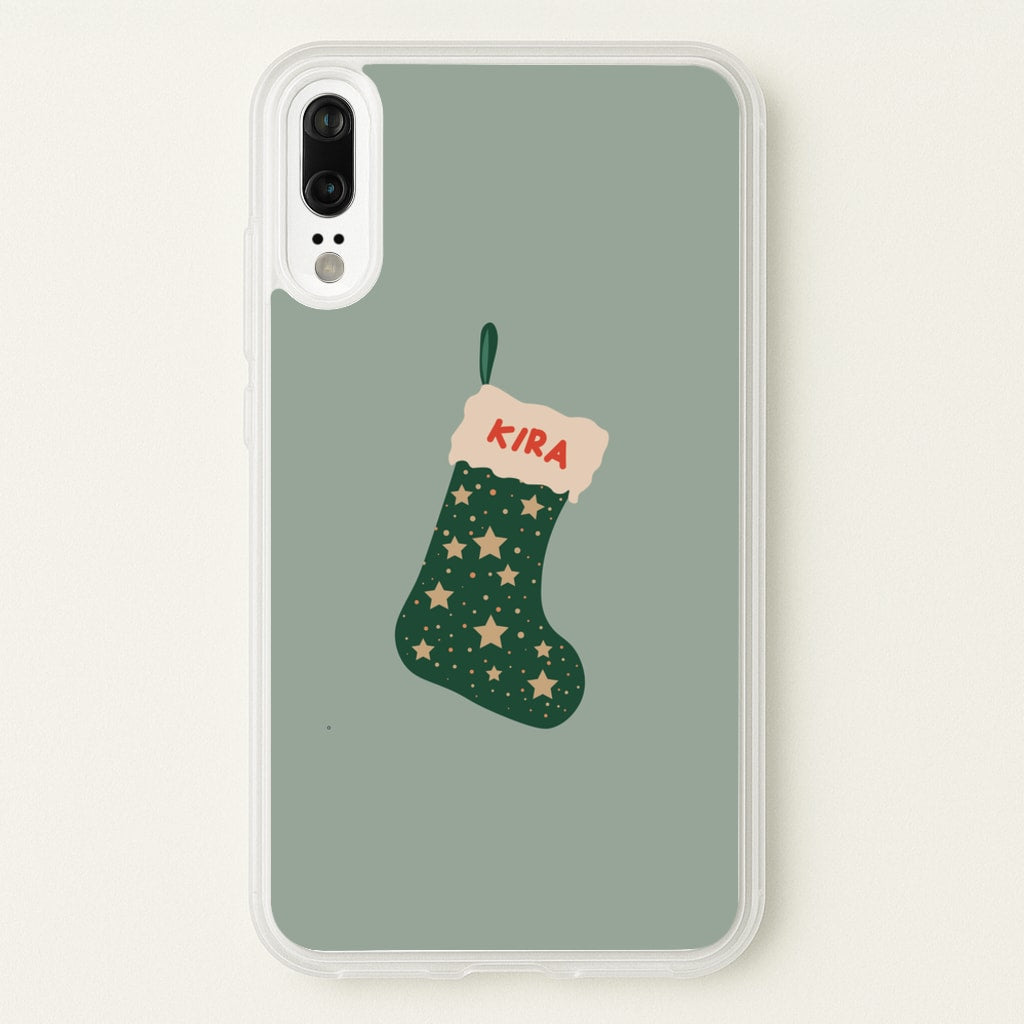 Green Stocking - Personalised Christmas - Christmas Phone Case for Huawei P20