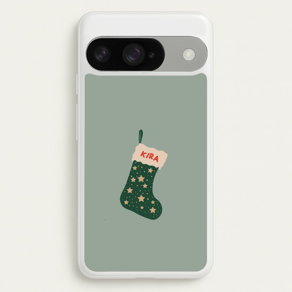 Green Stocking - Personalised Christmas Phone Case for Google Pixel 10 / 10 Pro