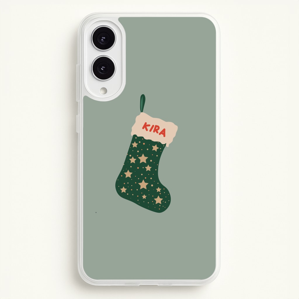Green Stocking - Personalised Christmas - Christmas Phone Case for Galaxy S25 Edge