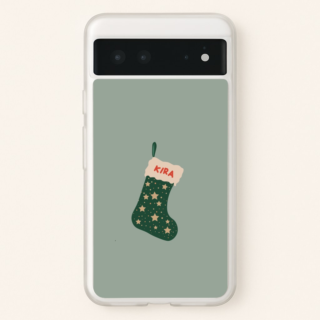 Green Stocking - Personalised Christmas - Christmas Phone Case for Google Pixel 6