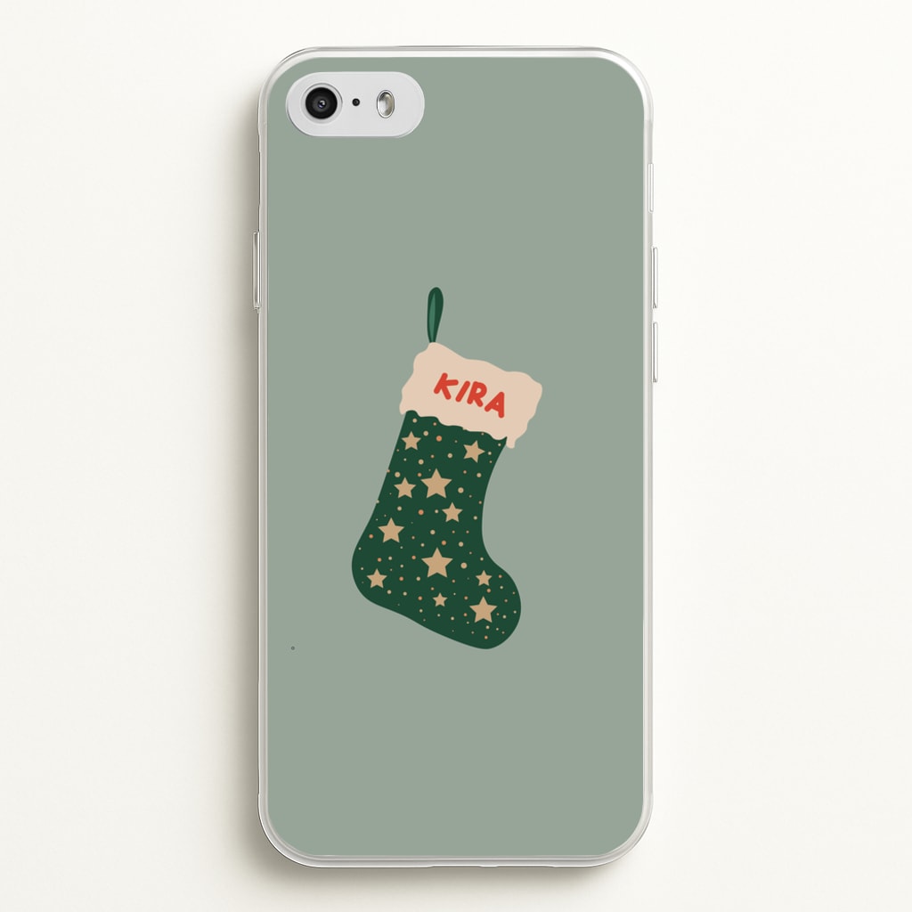 Green Stocking - Personalised Christmas - Christmas Phone Case for iPhone 5 / 5s / SE 2016
