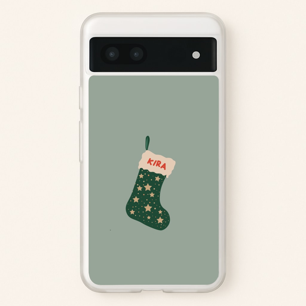 Green Stocking - Personalised Christmas - Christmas Phone Case for Google Pixel 6a