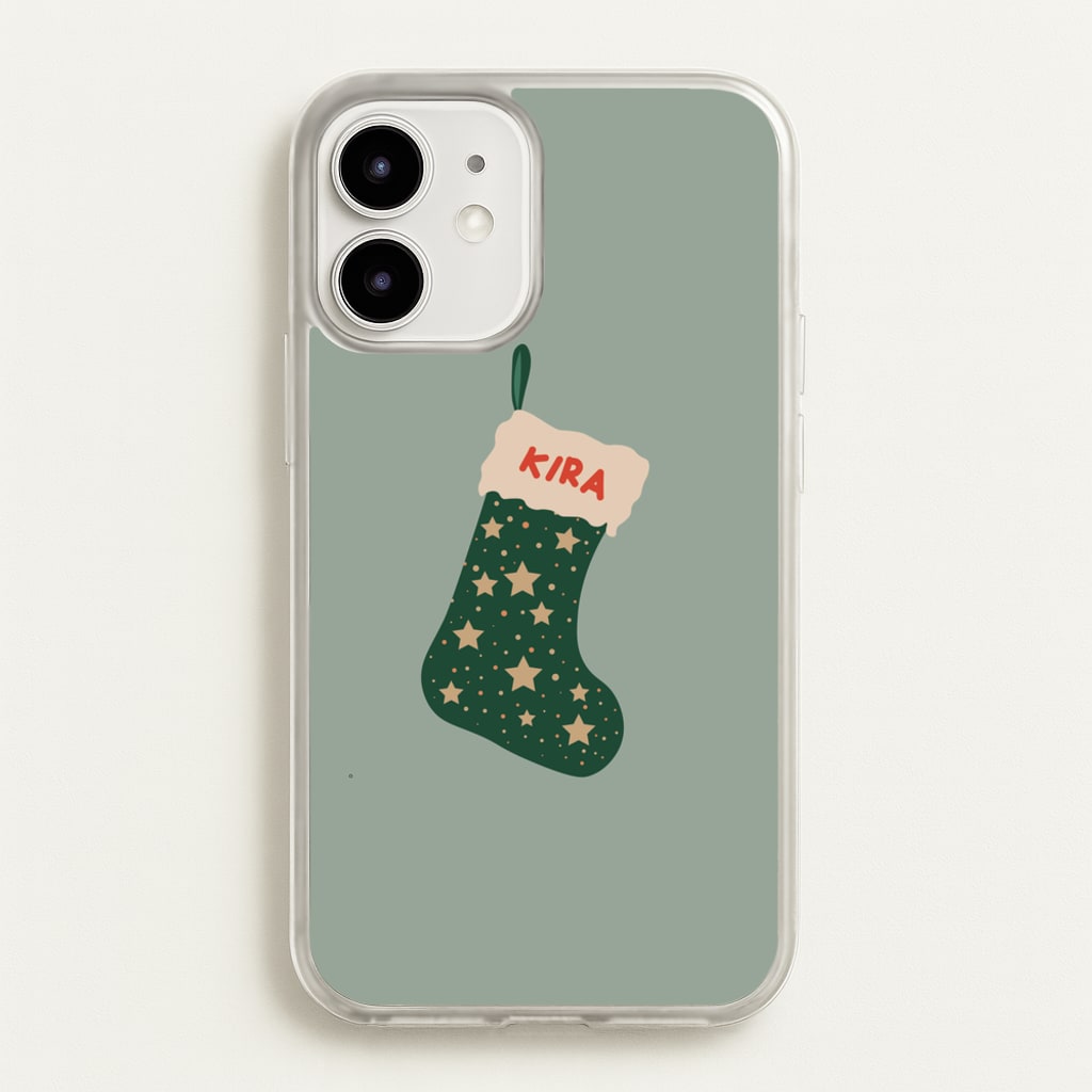 Green Stocking - Personalised Christmas - Christmas Phone Case for iPhone 12 / 12 Pro