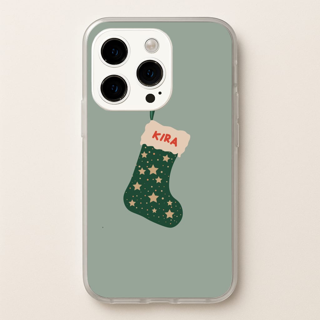 Green Stocking - Personalised Christmas - Christmas Phone Case for iPhone 14 Pro