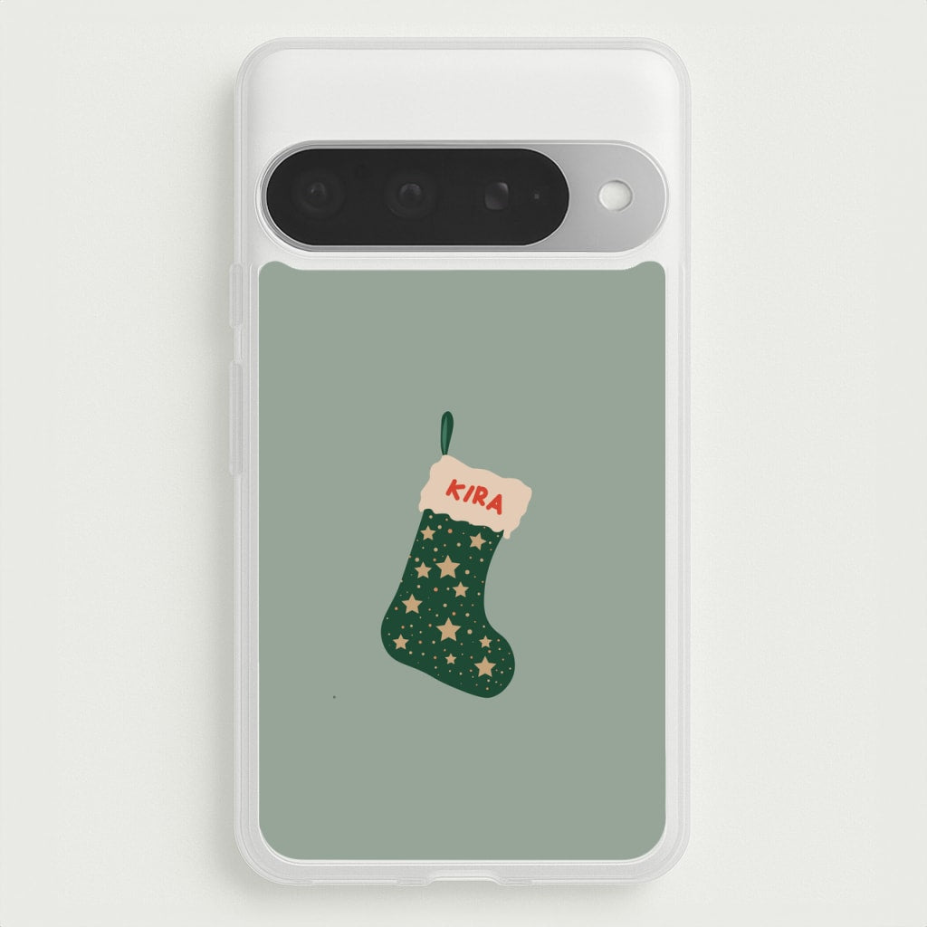 Green Stocking - Personalised Christmas Phone Case for Google Pixel 10 Pro XL