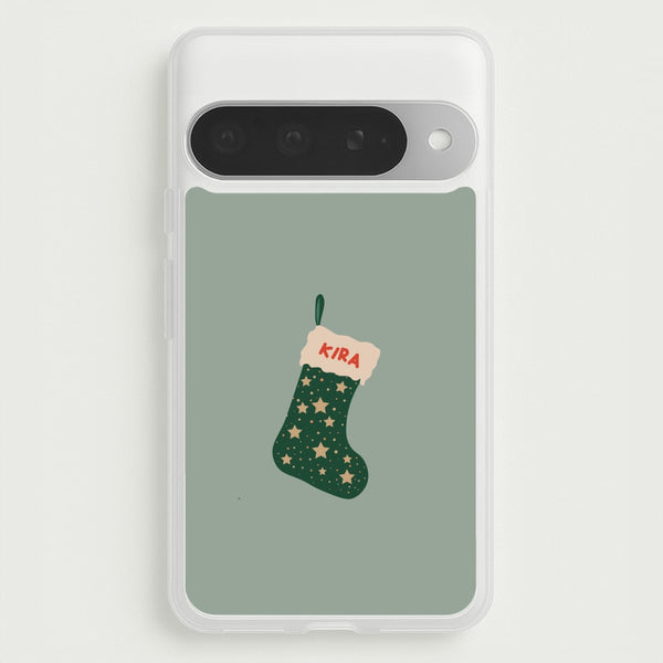 Green Stocking - Personalised Christmas Phone Case for Google Pixel 10 Pro XL