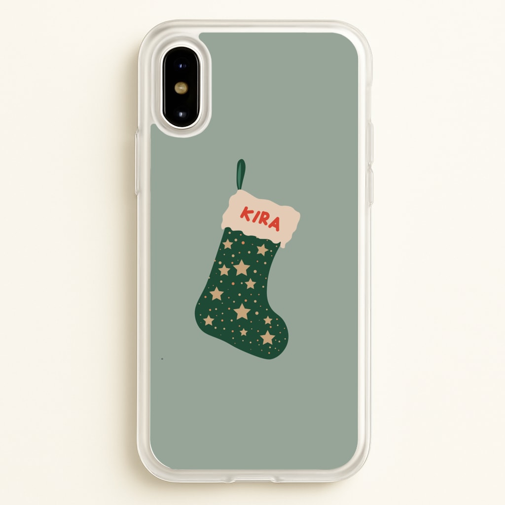Green Stocking - Personalised Christmas - Christmas Phone Case for iPhone X / XS