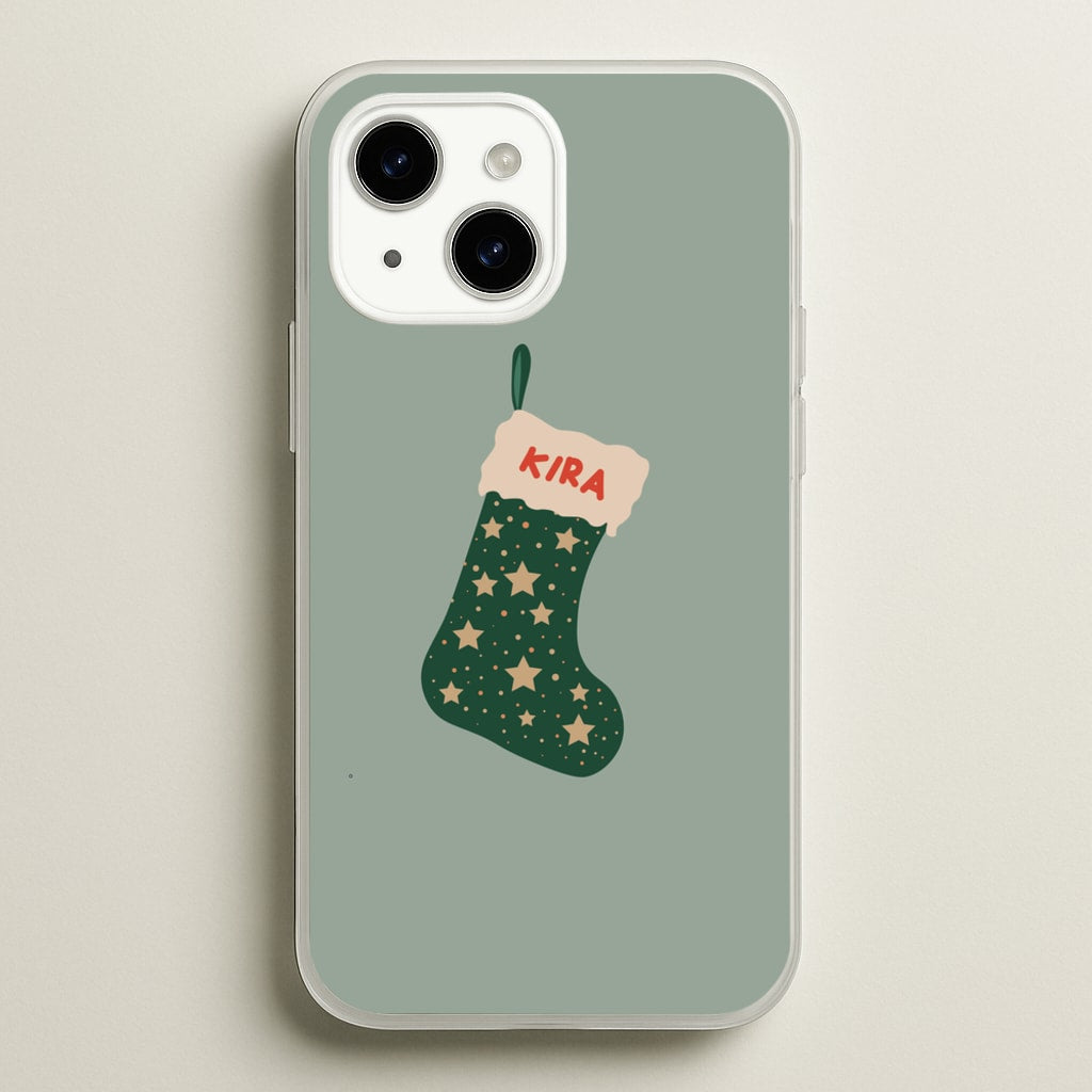 Green Stocking - Personalised Christmas - Christmas Phone Case for iPhone 14 Plus