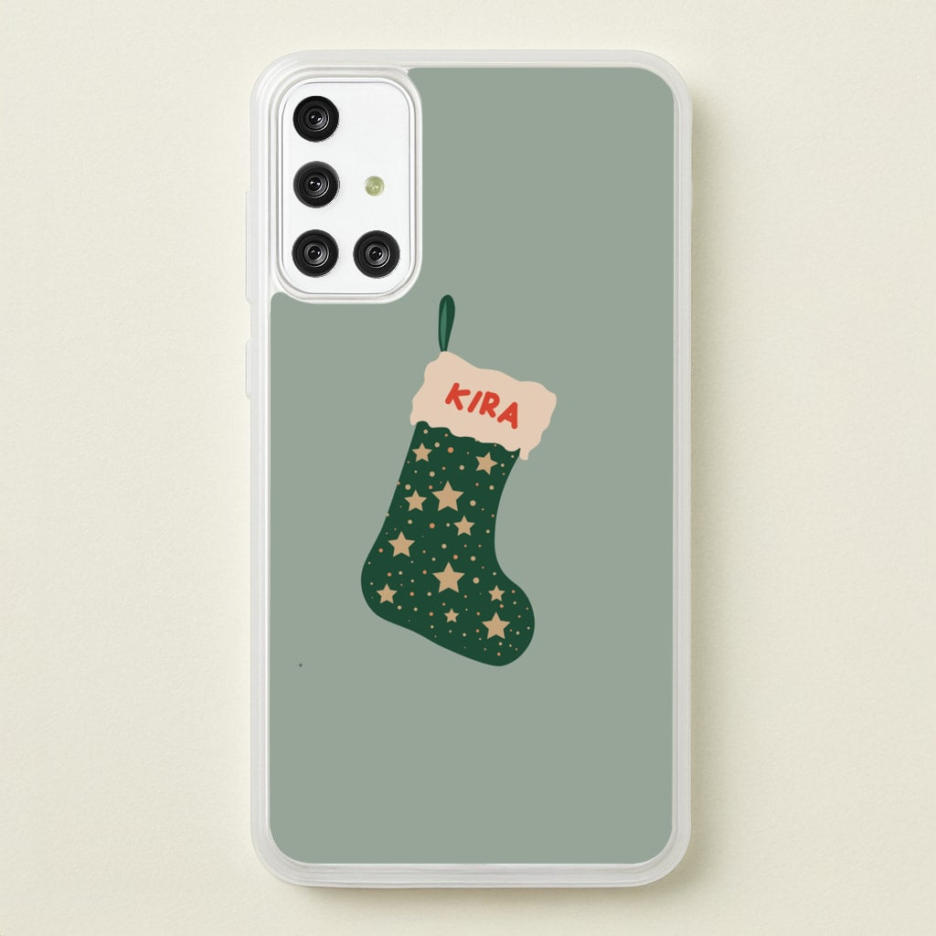 Green Stocking - Personalised Christmas - Christmas Phone Case for Galaxy A71