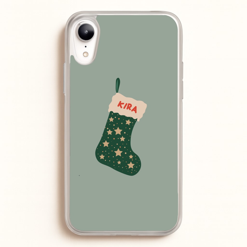 Green Stocking - Personalised Christmas - Christmas Phone Case for iPhone XR