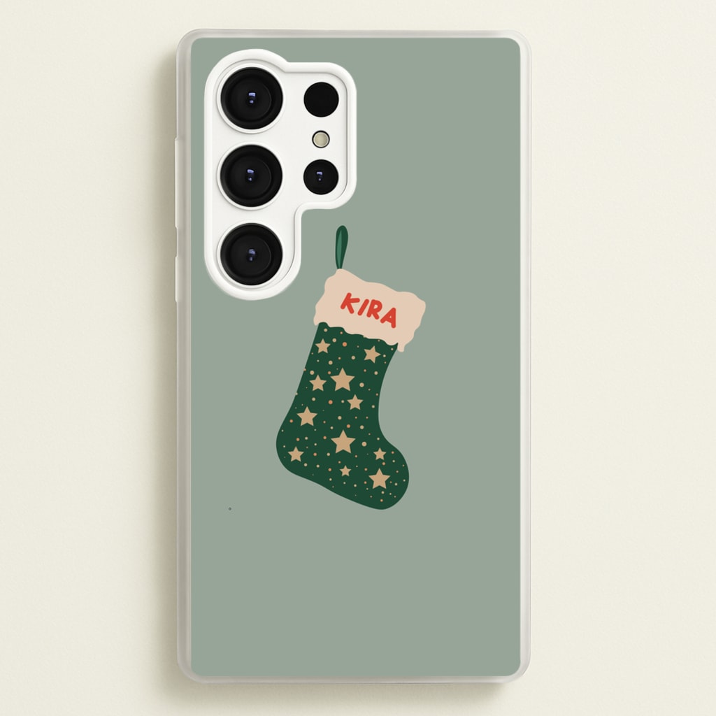 Green Stocking - Personalised Christmas - Christmas Phone Case for Galaxy S25 Ultra