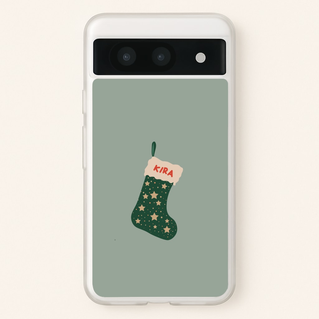 Green Stocking - Personalised Christmas - Christmas Phone Case for Google Pixel 8a