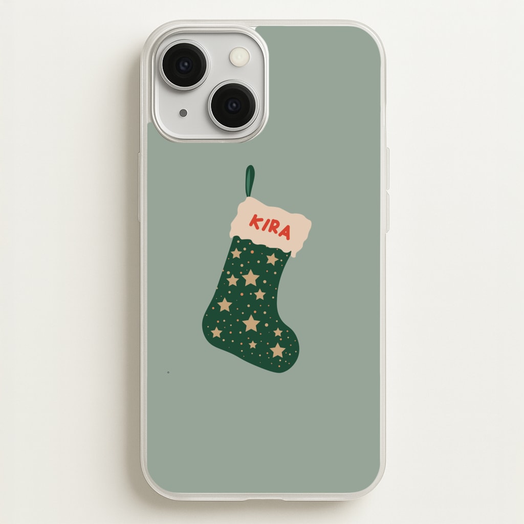 Green Stocking - Personalised Christmas - Christmas Phone Case for iPhone 13 Mini