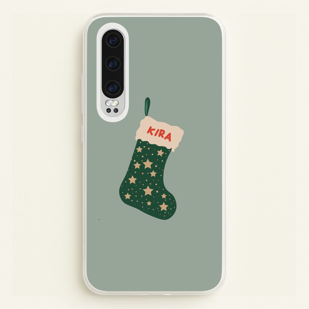 Green Stocking - Personalised Christmas - Christmas Phone Case for Huawei P30