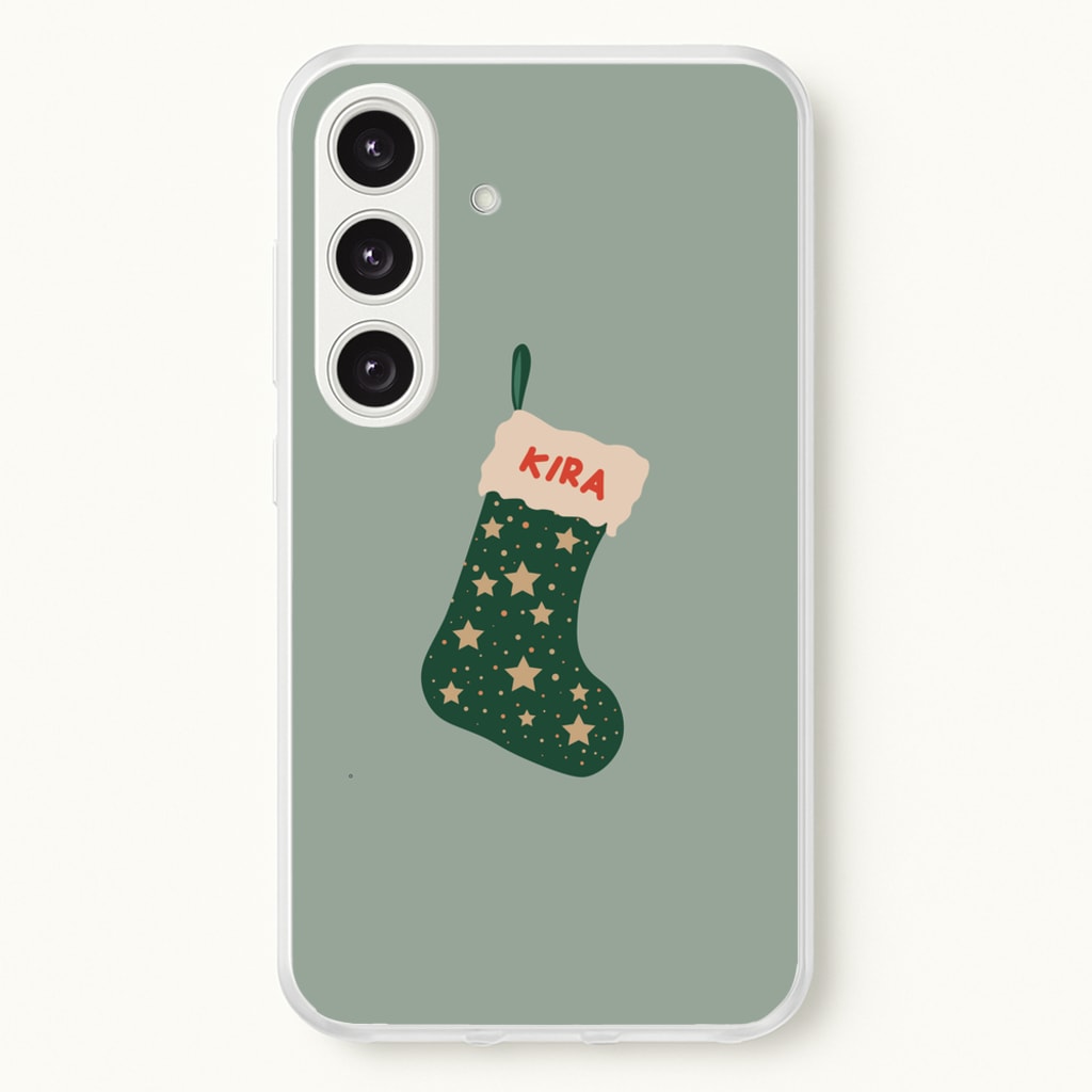 Green Stocking - Personalised Christmas - Christmas Phone Case for Galaxy S25 Plus