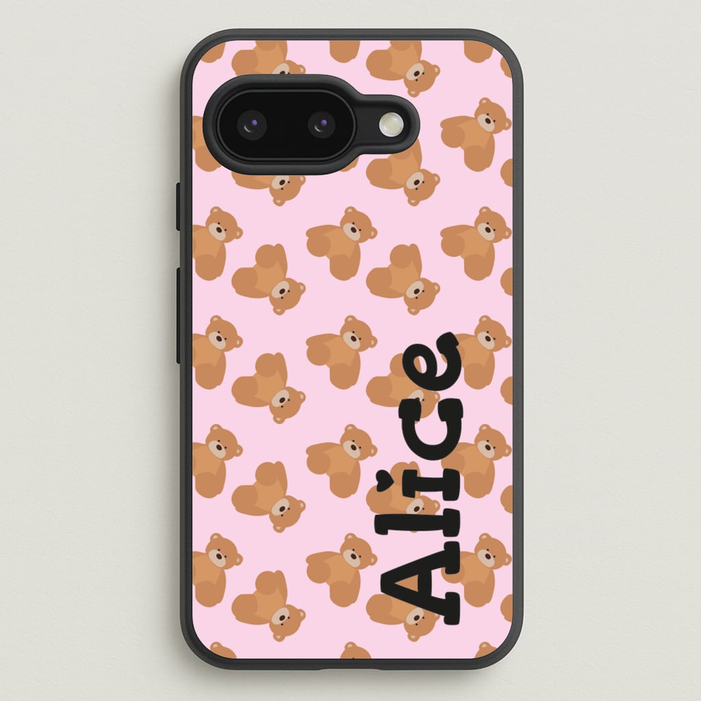 Teddy Bear Pattern - Personalised Christmas - Christmas Phone Case for Google Pixel 9a