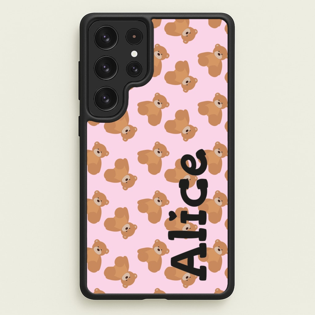 Teddy Bear Pattern - Personalised Christmas - Christmas Phone Case for Galaxy S22 Ultra