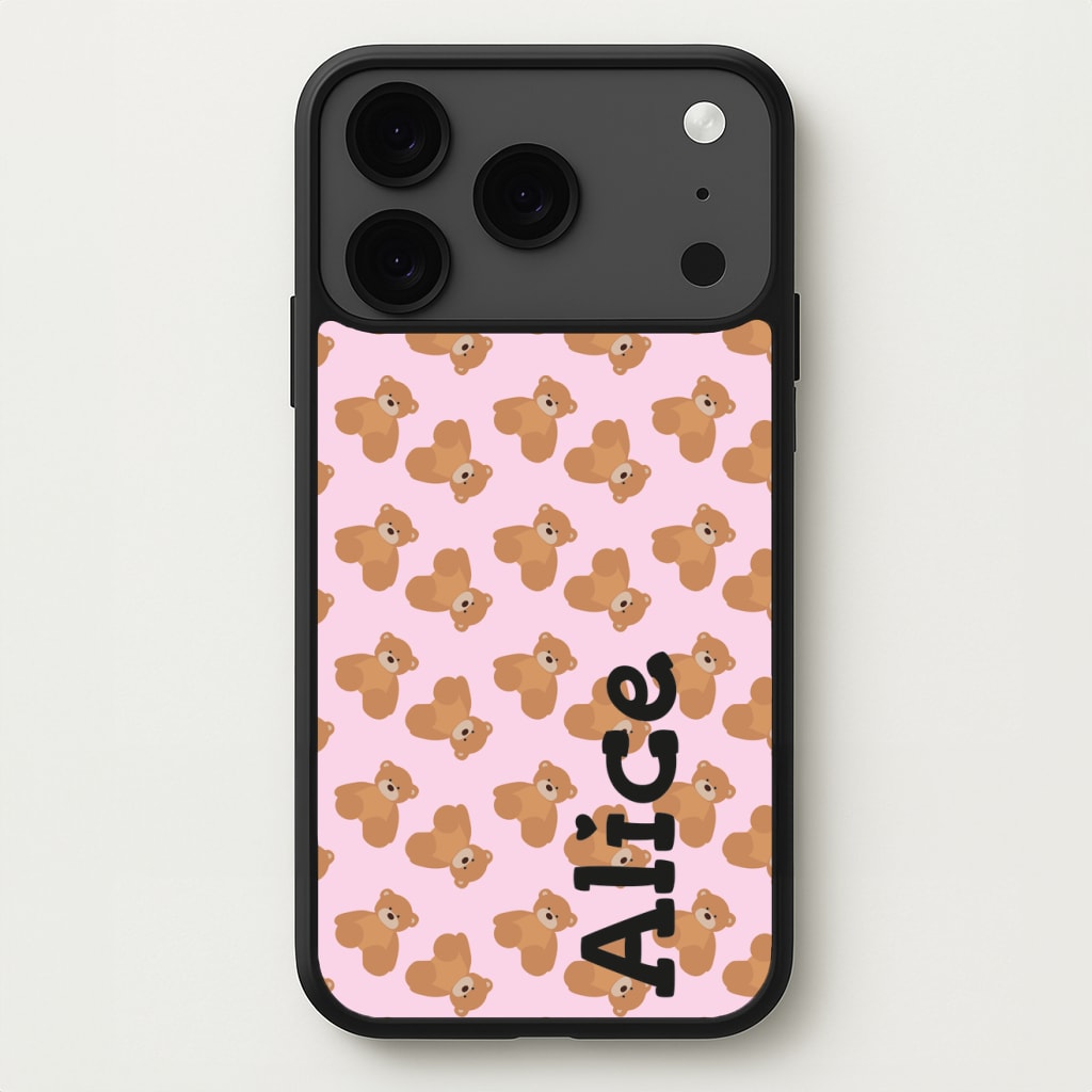 Teddy Bear Pattern - Personalised Christmas Phone Case for iPhone 17 Pro