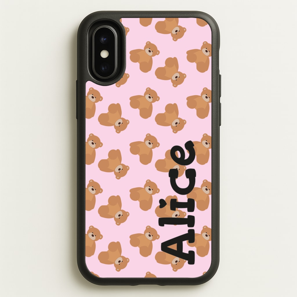 Teddy Bear Pattern - Personalised Christmas - Christmas Phone Case for iPhone X / XS