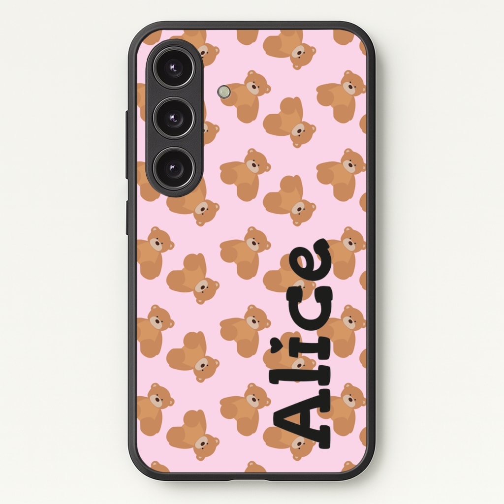 Teddy Bear Pattern - Personalised Christmas - Christmas Phone Case for Galaxy S24FE