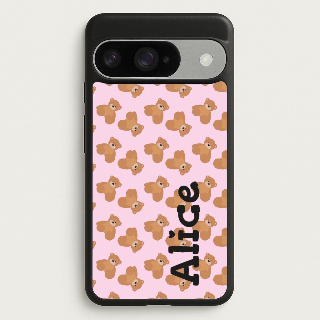 Teddy Bear Pattern - Personalised Christmas Phone Case for Google Pixel 10 / 10 Pro