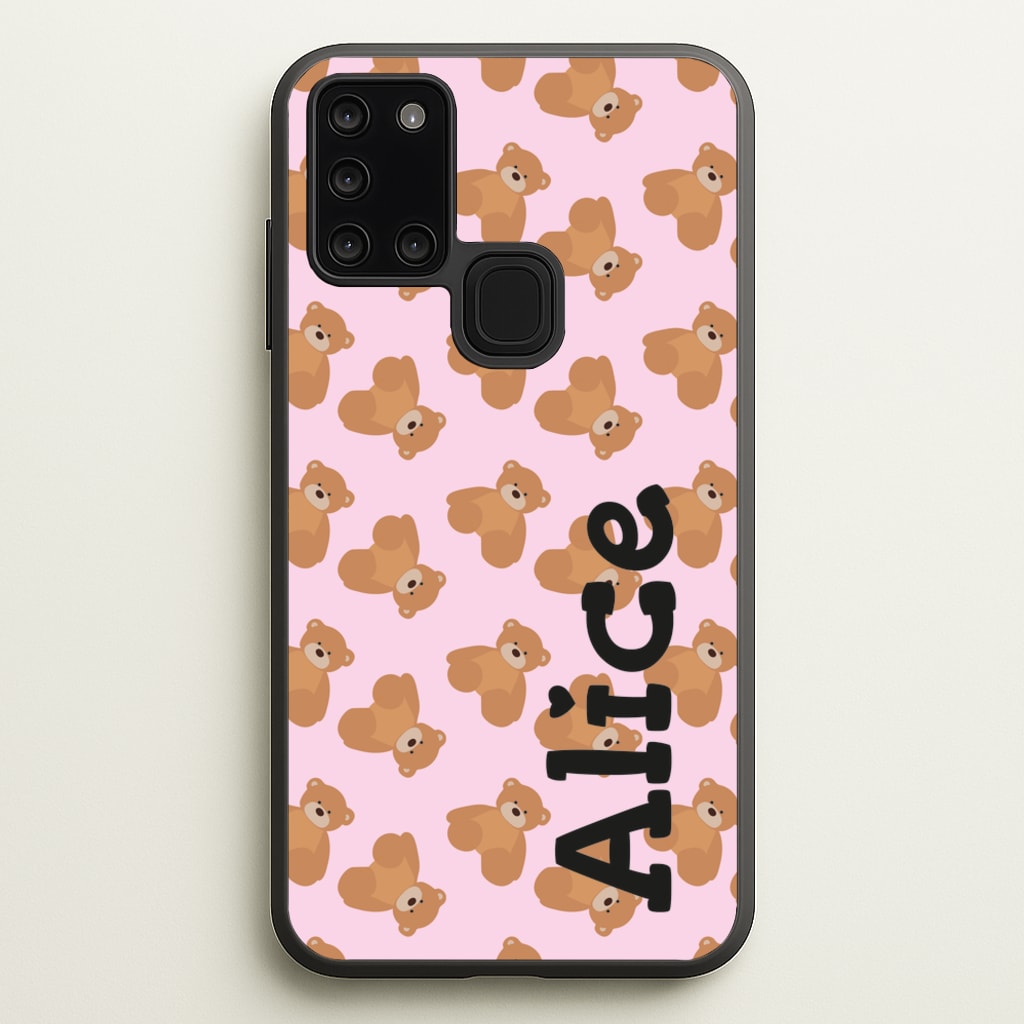 Teddy Bear Pattern - Personalised Christmas - Christmas Phone Case for Galaxy A21s