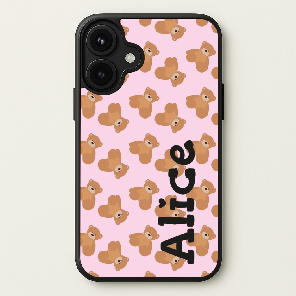 Teddy Bear Pattern - Personalised Christmas Phone Case for iPhone 17