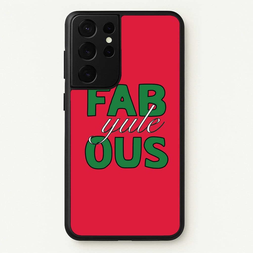 Fab-Yule-Ous Red - Christmas Puns - Christmas Puns Phone Case for Galaxy S21 Ultra