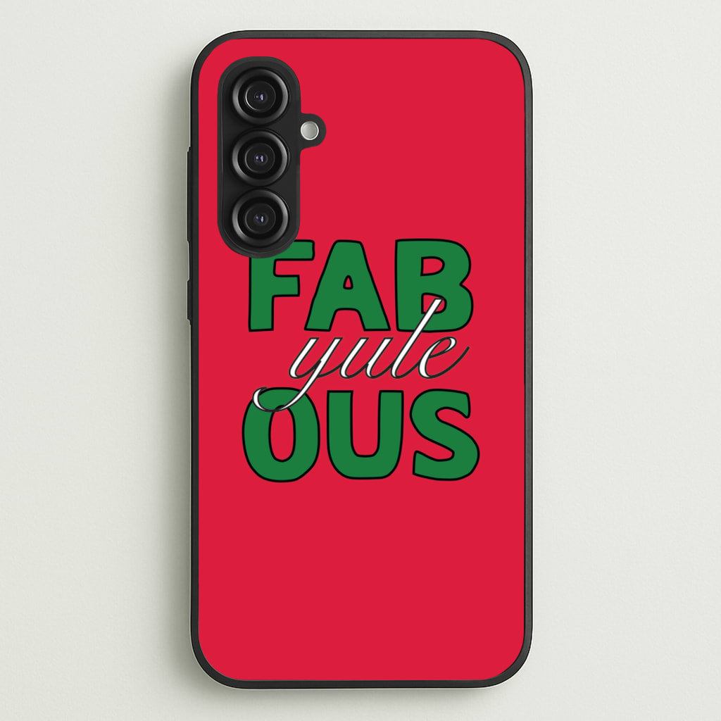 Fab-Yule-Ous Red - Christmas Puns - Christmas Puns Phone Case for Galaxy S23FE