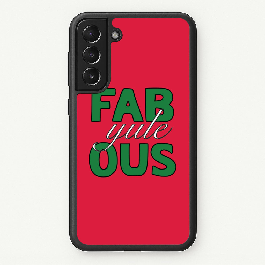 Fab-Yule-Ous Red - Christmas Puns - Christmas Puns Phone Case for Galaxy S21FE