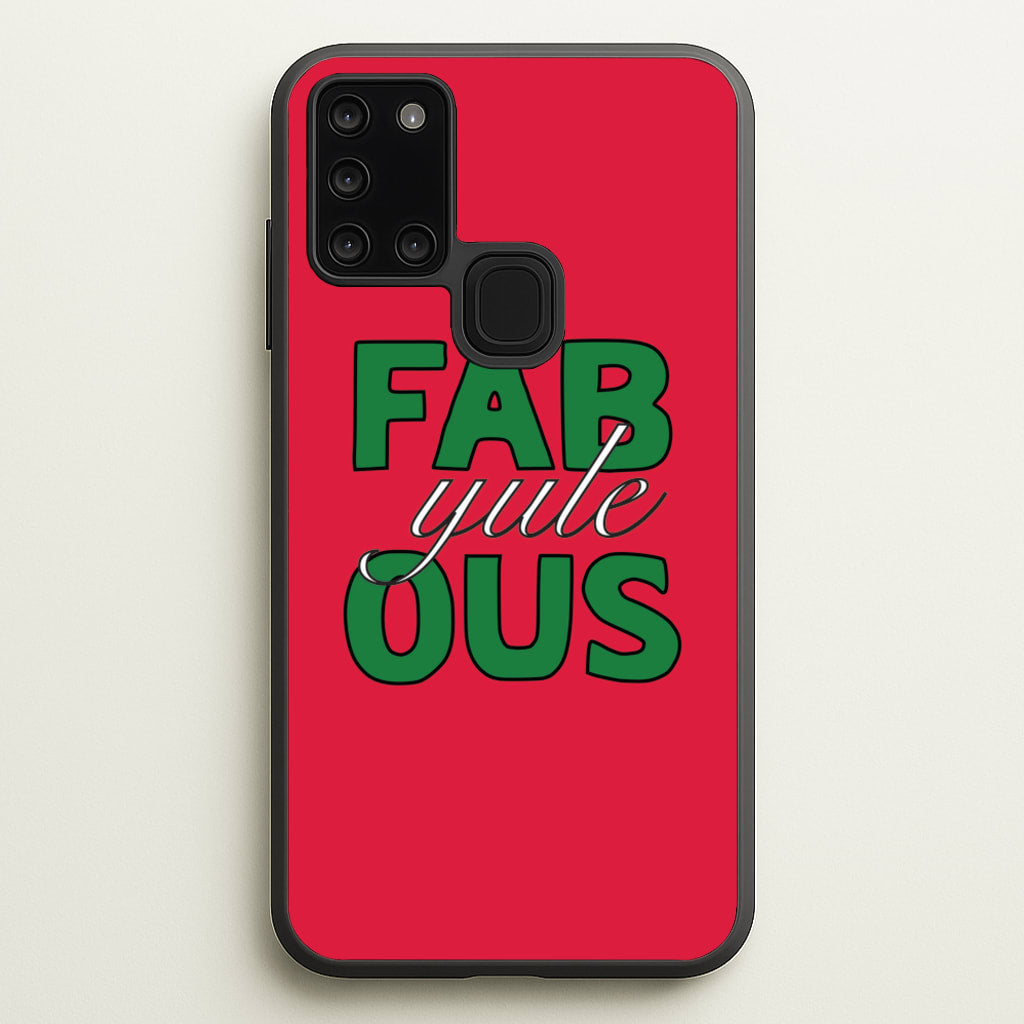 Fab-Yule-Ous Red - Christmas Puns - Christmas Puns Phone Case for Galaxy A21s