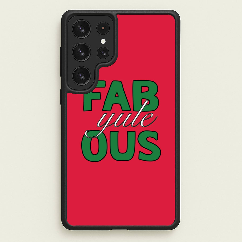 Fab-Yule-Ous Red - Christmas Puns - Christmas Puns Phone Case for Galaxy S22 Ultra