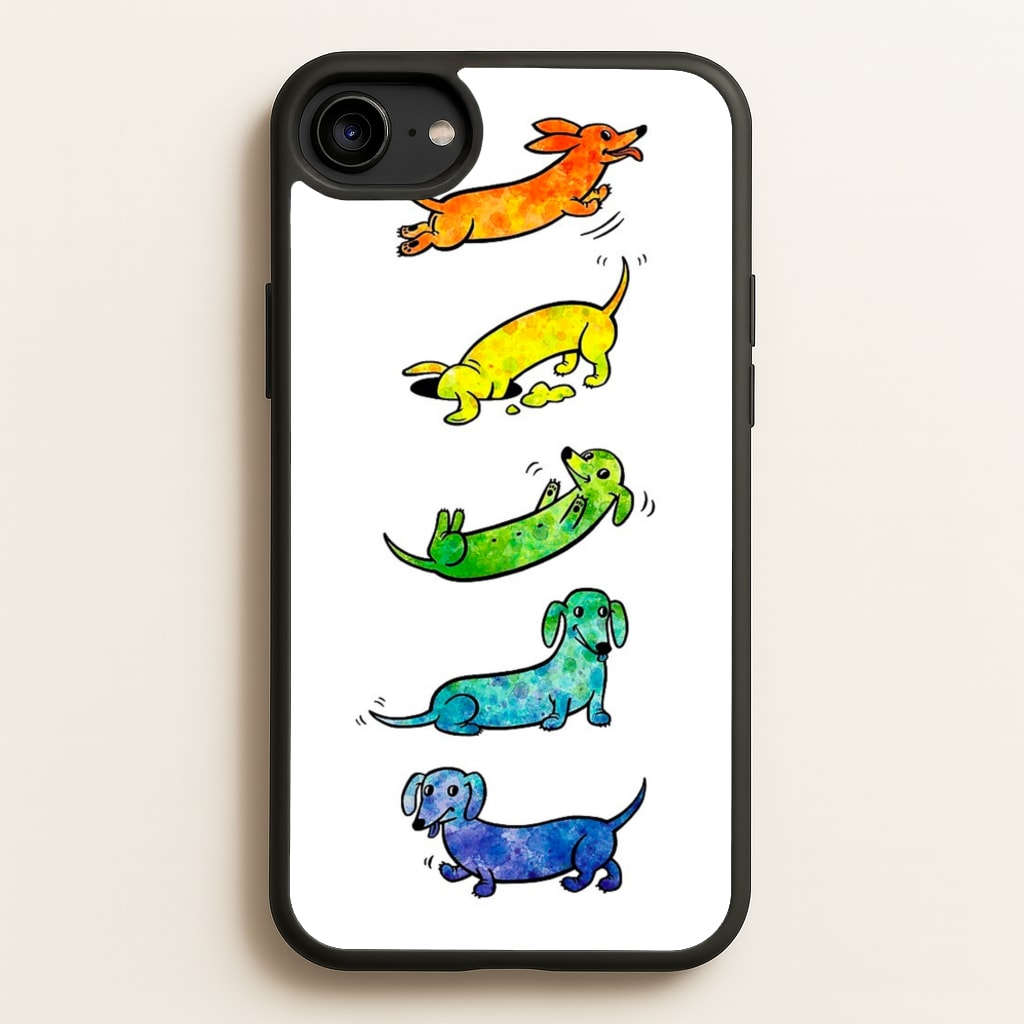 Watercolor Rainbow Dachshunds - Phone Case for iPhone 6 / 7 / 8 / SE