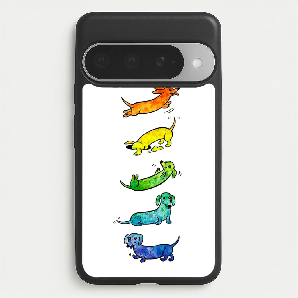 Watercolor Rainbow Dachshunds Phone Case for Google Pixel 10 Pro XL