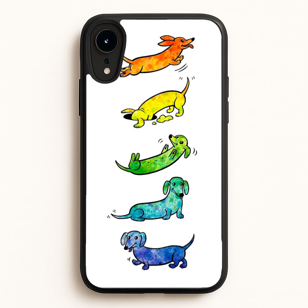 Watercolor Rainbow Dachshunds - Phone Case for iPhone XR